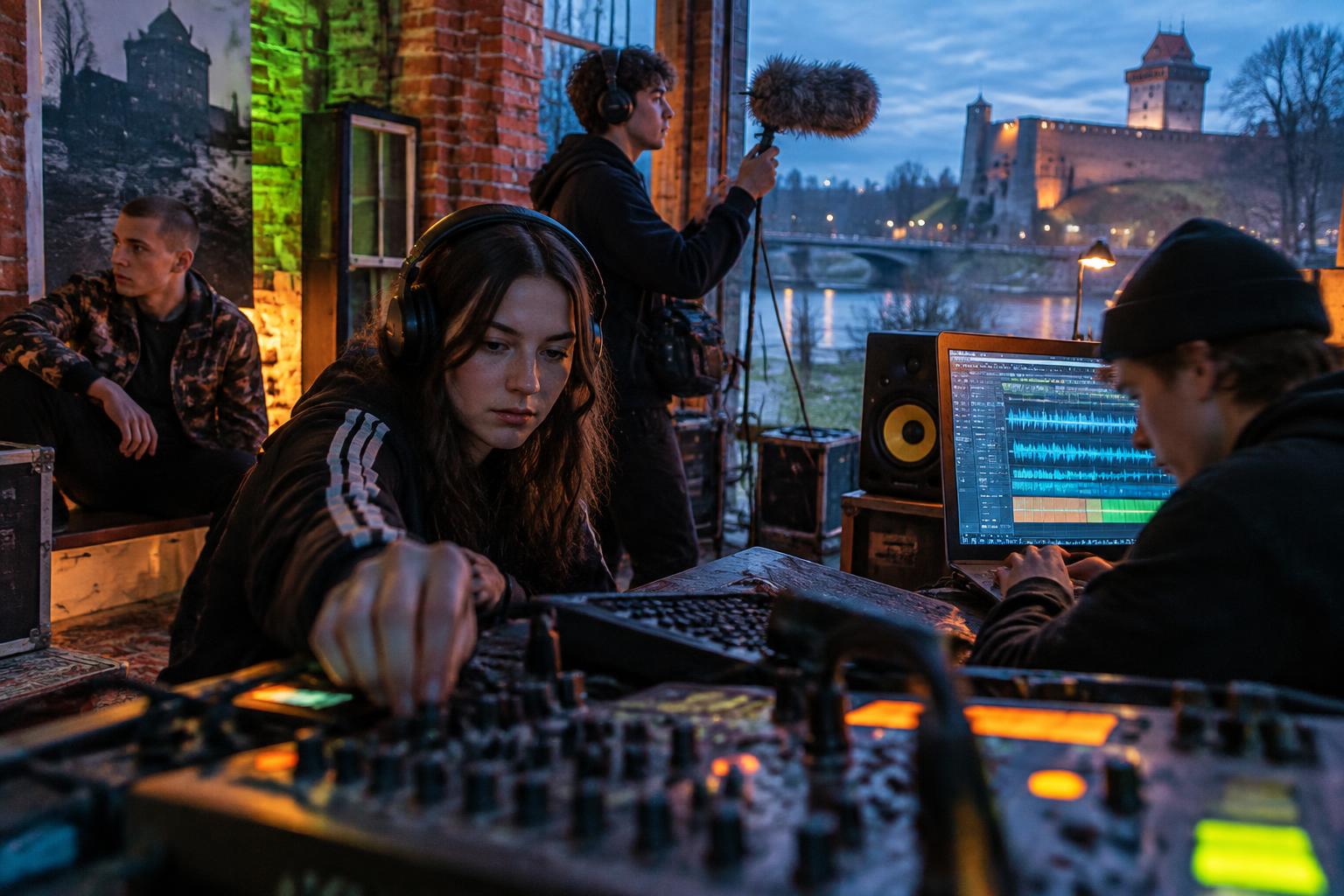 Young creators recording the sounds of Narva